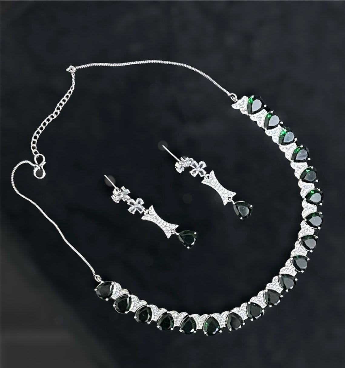 Premium CZ Stones Studded Heavy Look Necklace Choker Set With Earrings