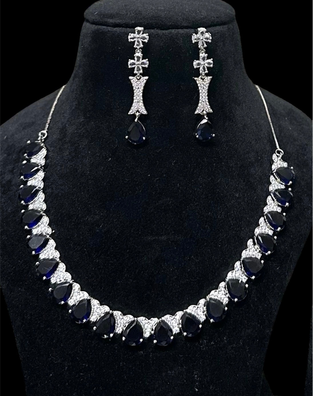 Premium CZ Stones Studded Heavy Look Necklace Choker Set With Earrings