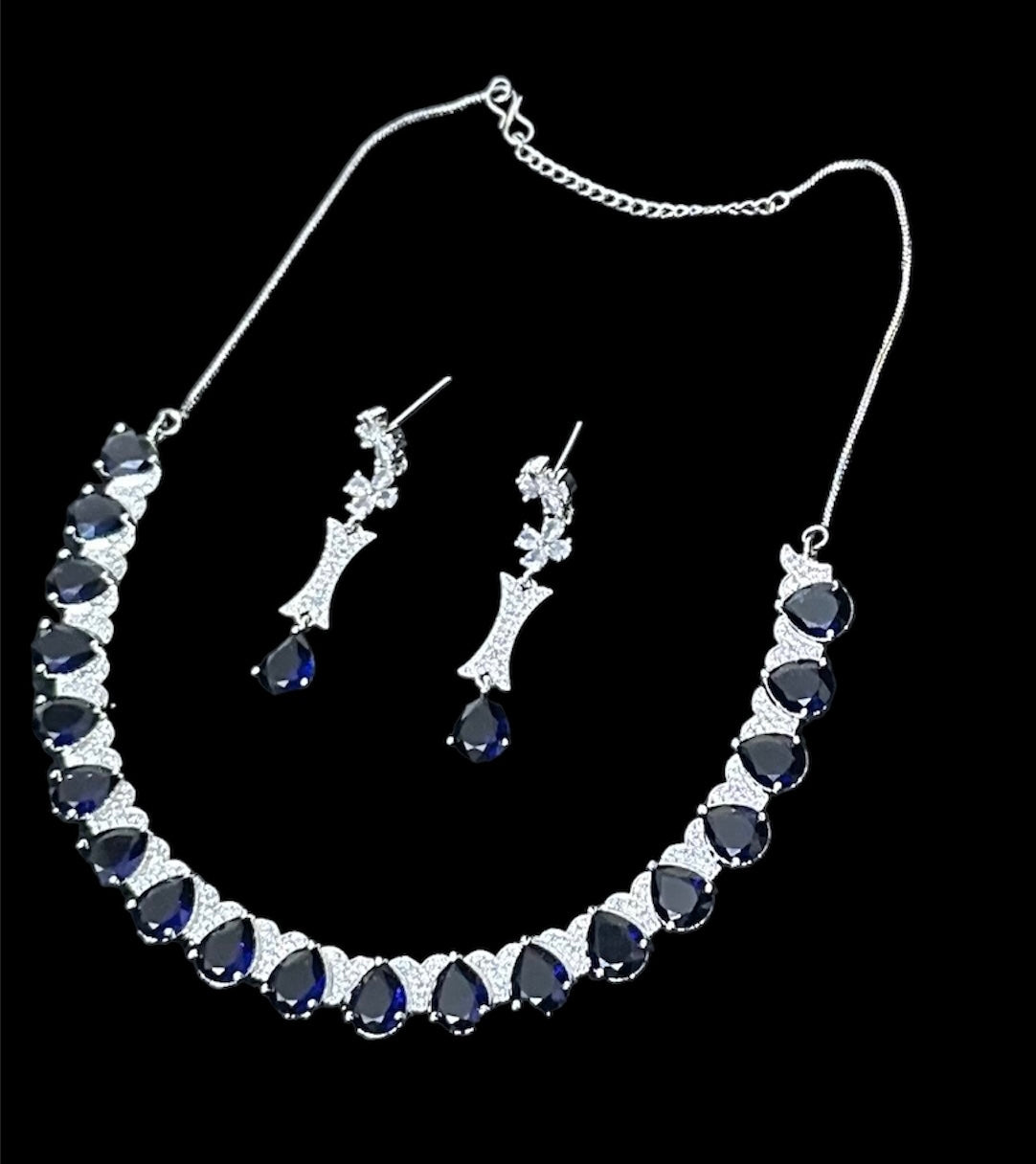 Premium CZ Stones Studded Heavy Look Necklace Choker Set With Earrings