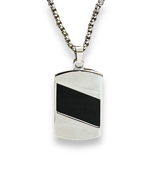 Sleek Silver and Black Colored Short Necklace Chain for Boys and Men