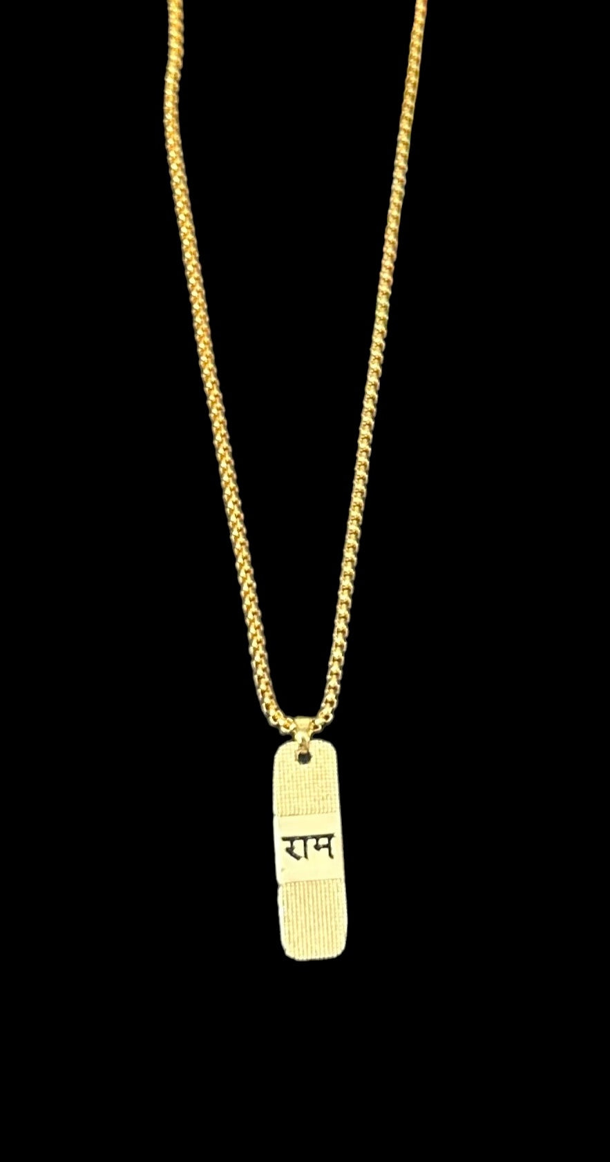 Spiritual RAM Engraved Dual Side Sleek Bar Pendant With Chain