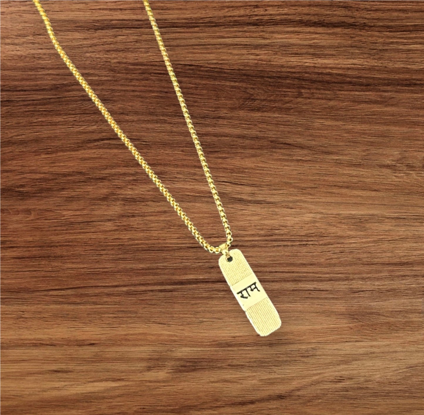 Spiritual RAM Engraved Dual Side Sleek Bar Pendant With Chain