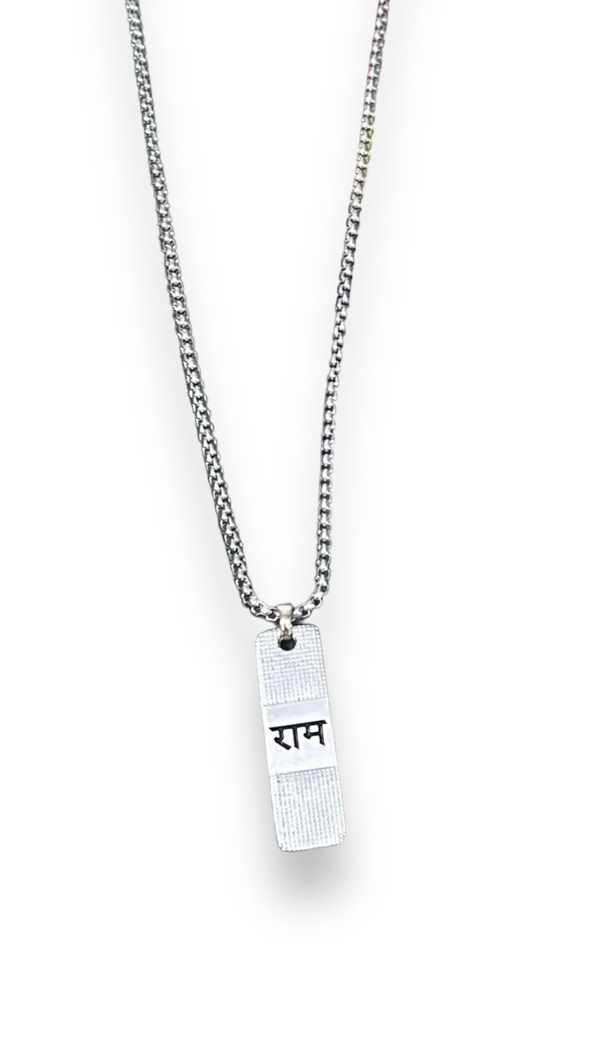 Spiritual RAM Engraved Dual Side Sleek Bar Pendant With Chain