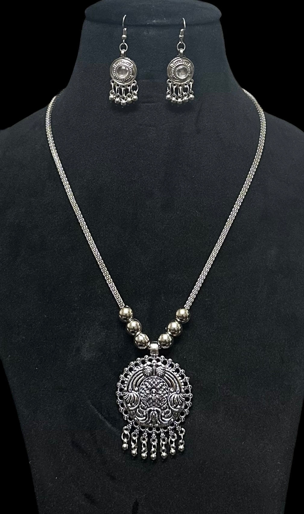 Oxidised Necklace Pendent Set With Earrings