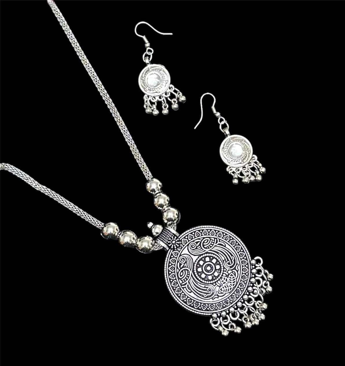 Oxidised Necklace Pendent Set With Earrings