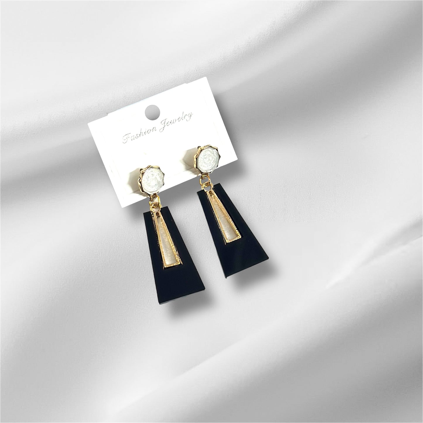 Black and Golden Korean Push Plugs Earrings