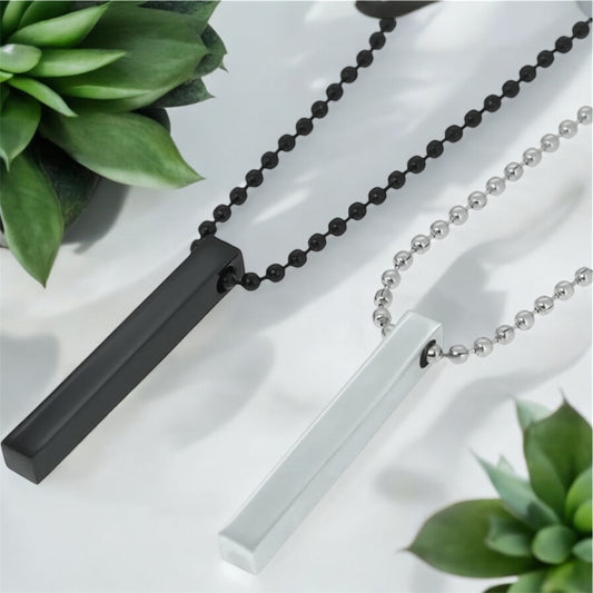 Combo of Black and Silver Bar Long Necklace Pendant Chain