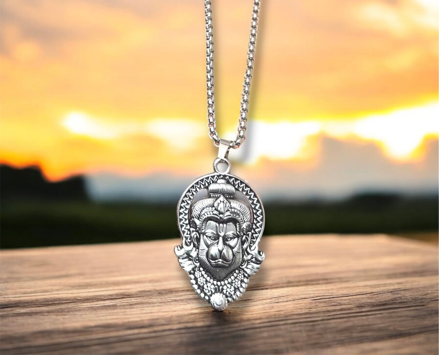 Lord Hanuman Ji Pendant & Chain Set – Spiritual Silver & Black Oxidized Devotional Jewelry | 5 Designs |
