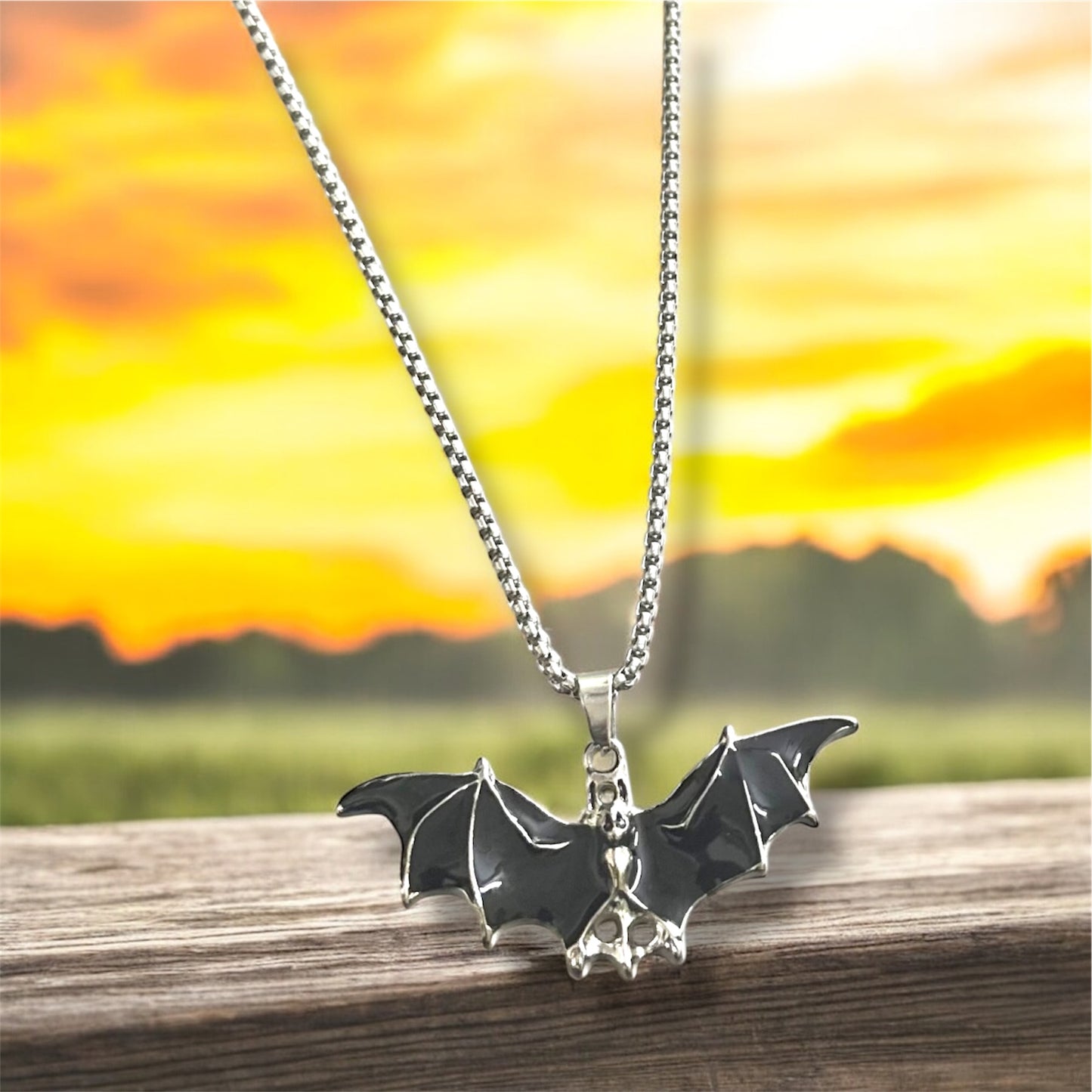 Gothic Bat Pendant Necklace for Men & Women | Dark Aesthetic Stainless Steel Chain | Unisex Statement Jewelry