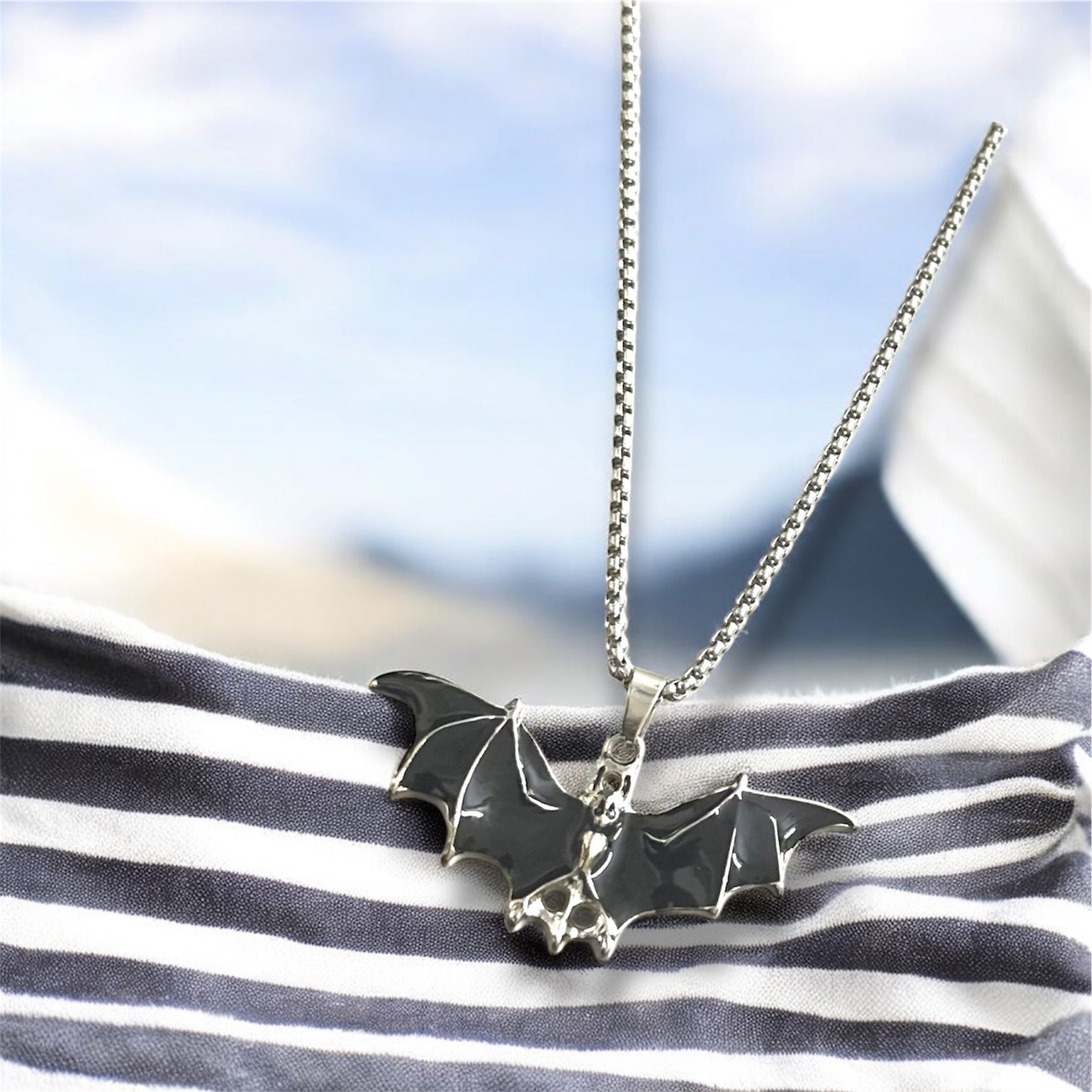 Gothic Bat Pendant Necklace for Men & Women | Dark Aesthetic Stainless Steel Chain | Unisex Statement Jewelry