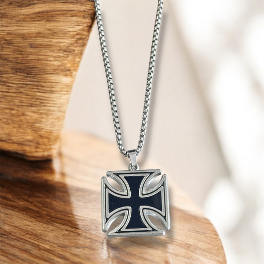 Black Cross Pendant Necklace – Bold Gothic Jewelry for Men