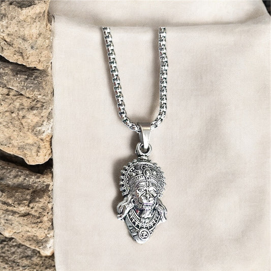 Lord Hanuman Pendant Necklace – Spiritual Jewelry for Men