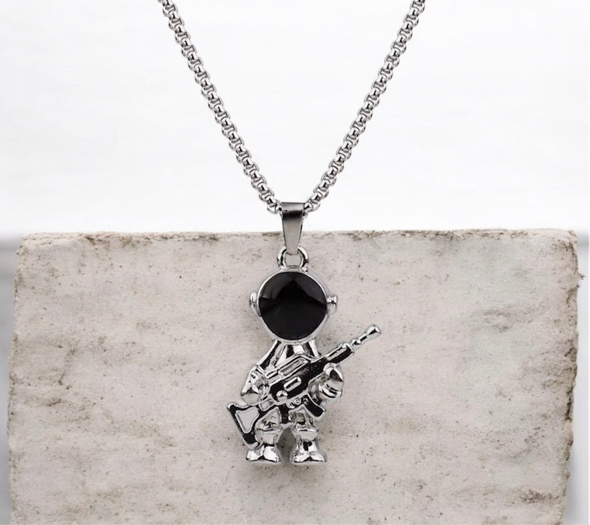 Men’s Stainless Steel Astronaut Pendant Necklace | Space Theme Chain | Trendy Alloy Astronaut Jewelry for Men & Boys