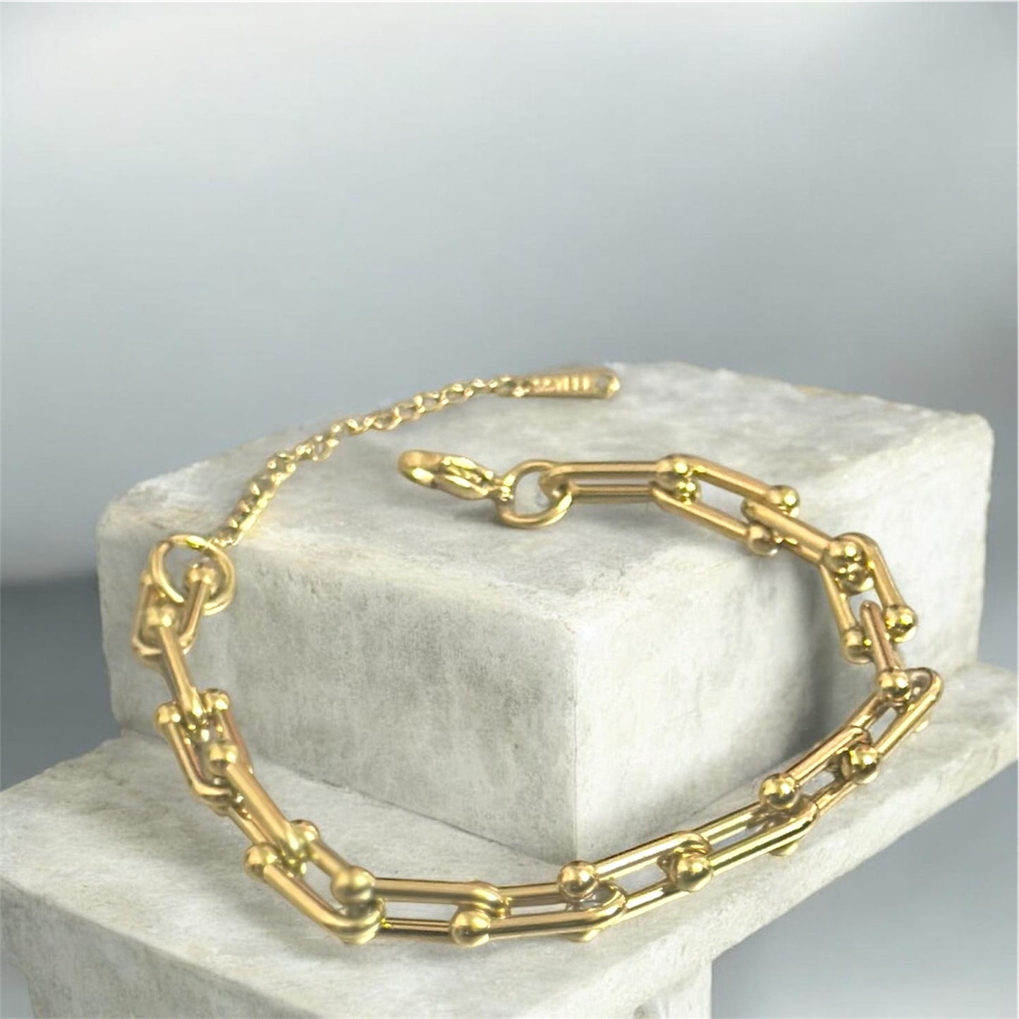 Gold Plated Link Chain Bracelet – Trendy Adjustable Minimalist Bracelet for Women