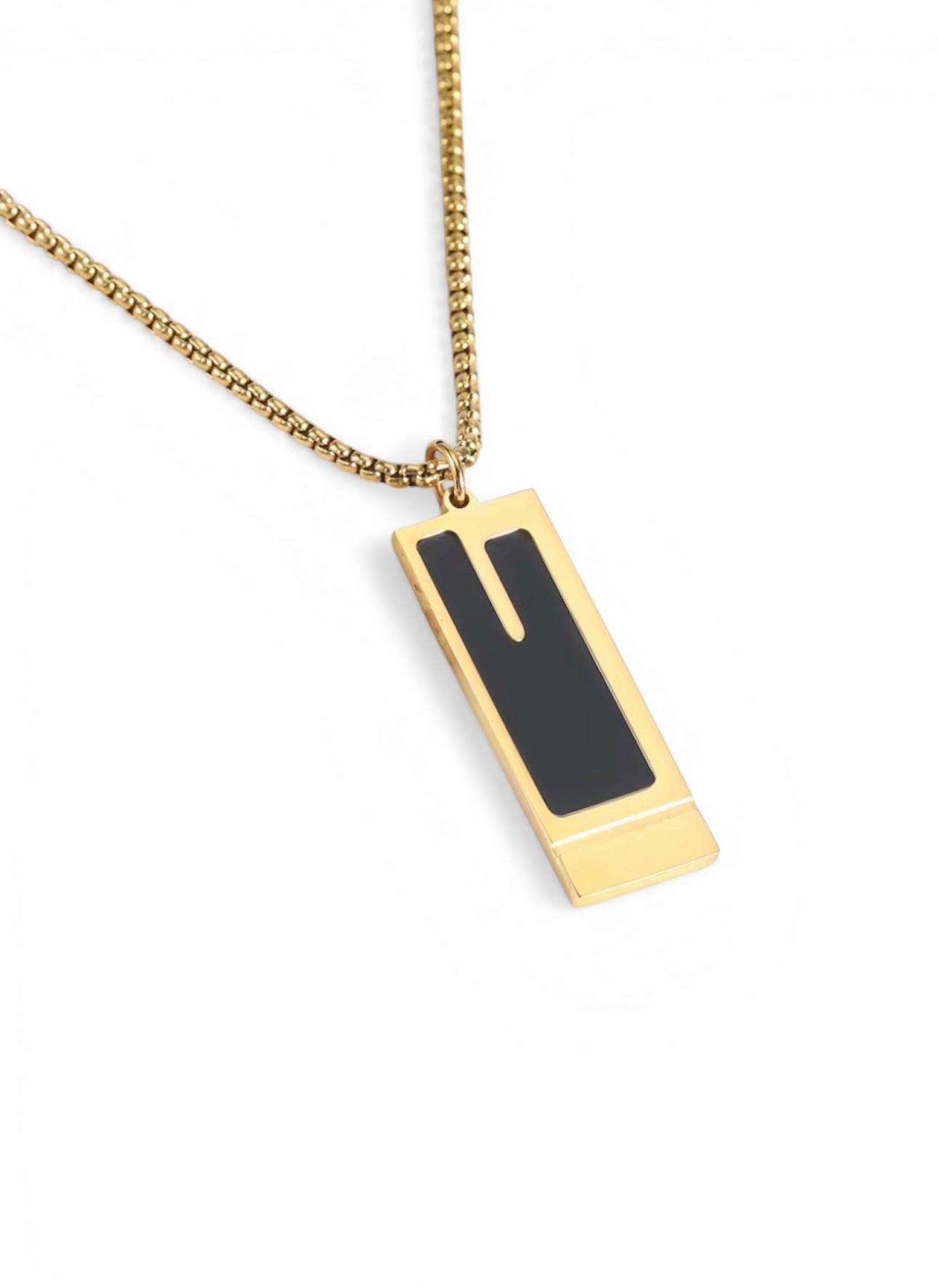 Minimal Black Gold Pendant Necklace | Premium Stainless Steel Chain | Modern Unisex Jewelry | Perfect Gift