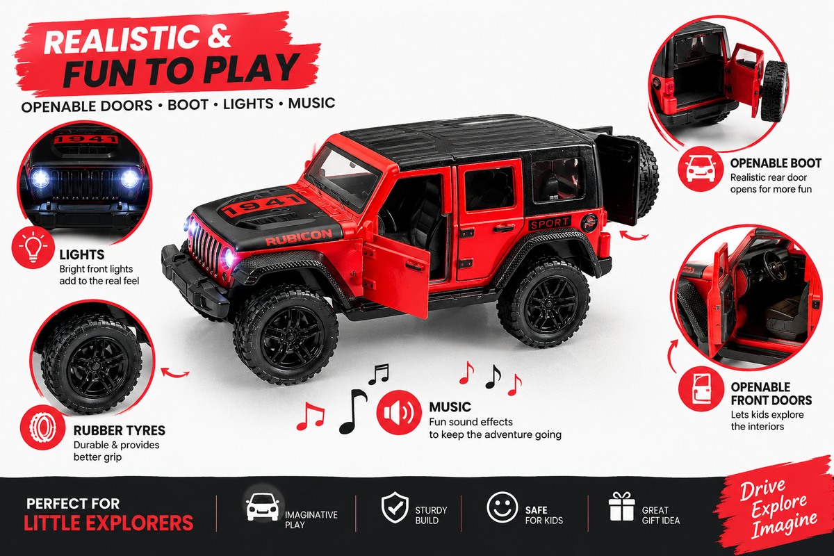 Off-Road SUV Toy Car for Kids – Miniature Jeep Style Pull Back Car | Random Colors |
