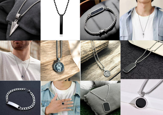 The His Box : Combo of 12 Fashion Necklace Chains and Bracelet for Him | Gift Box | Pendants Chain | Bracelets |