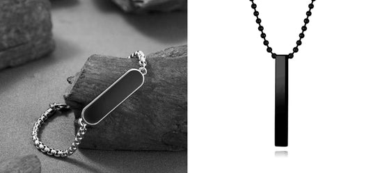 Combo of Chain Hand Bracelet and Matte Black Bar Ball Chain
