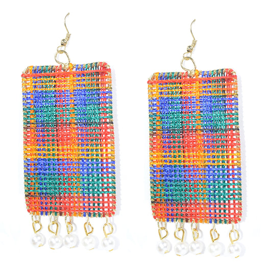 Rectangular Thread Style Fish Hook Earrings