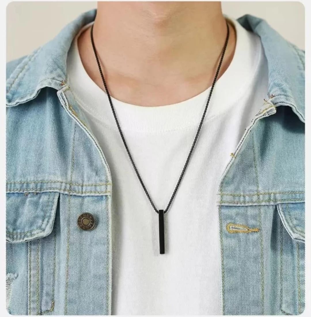 Stainless Steel Bar Long Necklace Pendant Chain