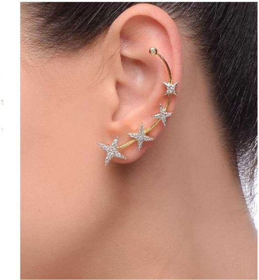 Premium CZ AD Stones Studded Star Earcuffs